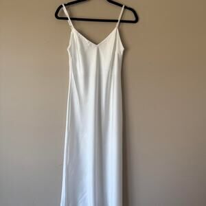 White satin slip dress with adjustable straps